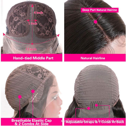 Uniky  best selling Water Wave deep curly T Part Lace Wig indian Lace Part Remy Human Hair Wigs For Black Women